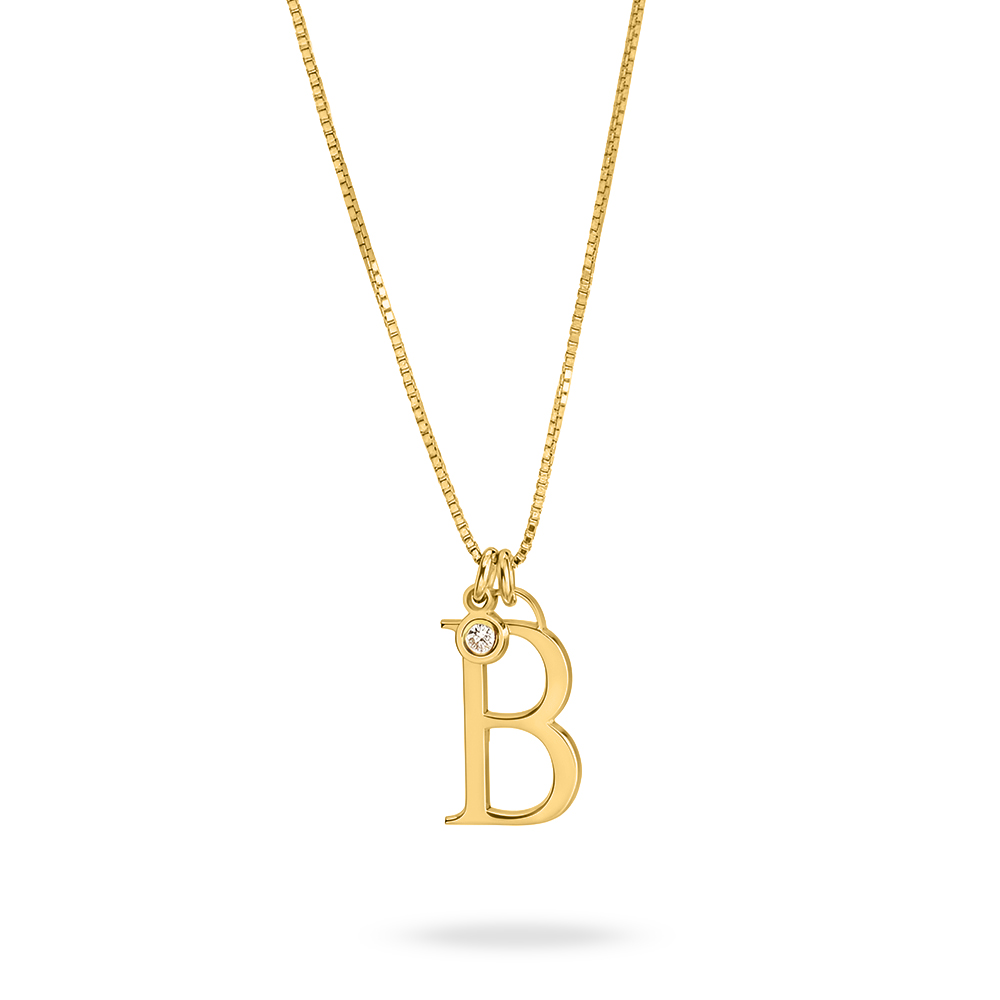 Personalized Initial Necklace with Birthstone Charm