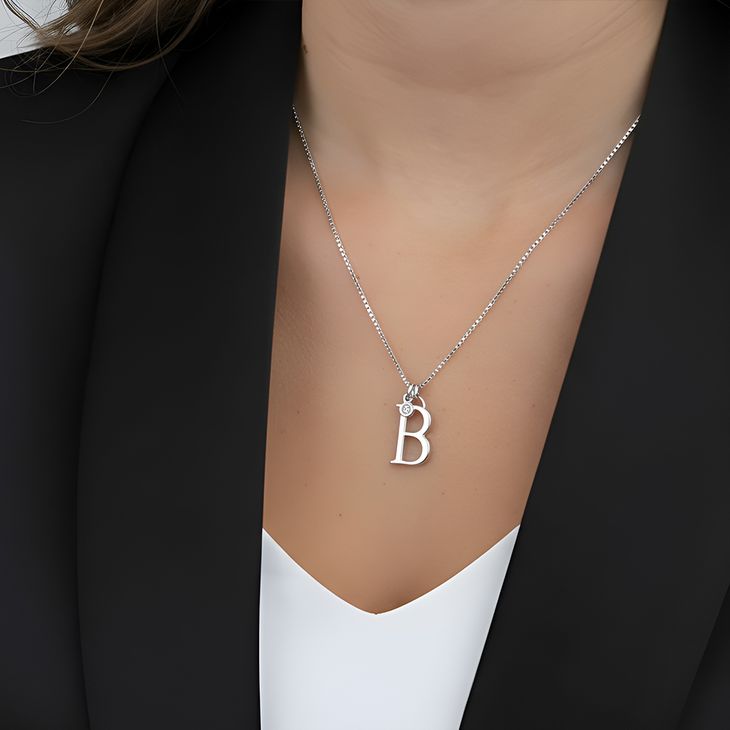 Personalized Initial Necklace with Birthstone Charm information
