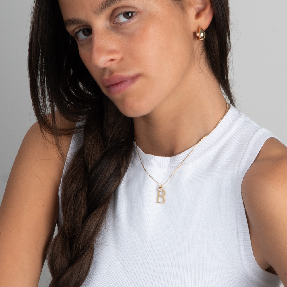 Personalized Initial Necklace with Birthstone Charm