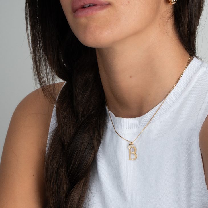 Personalized Initial Necklace with Birthstone Charm model
