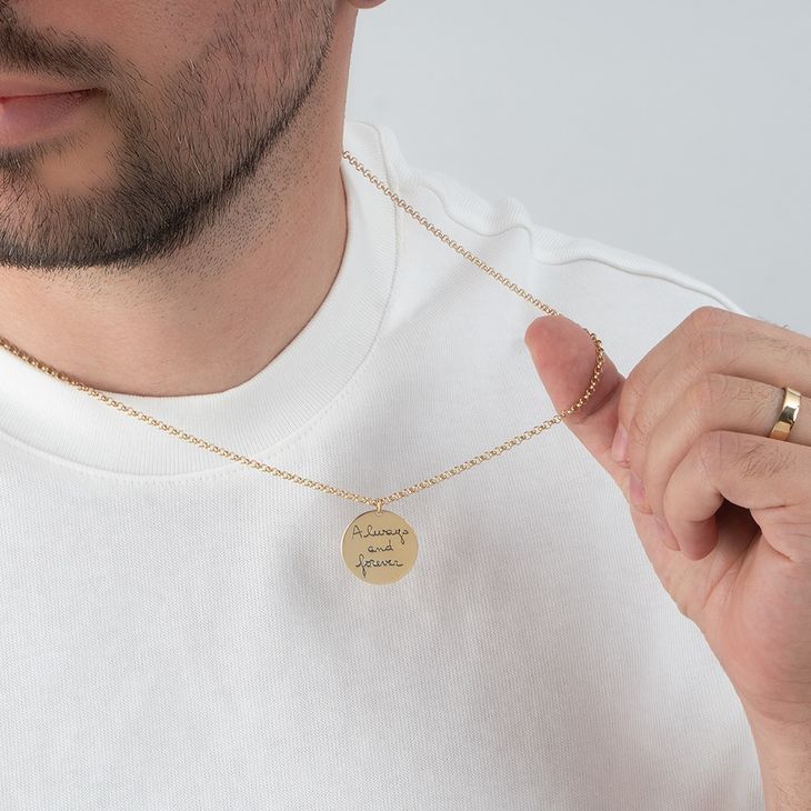 Men’s Custom Handwriting Disc Necklace