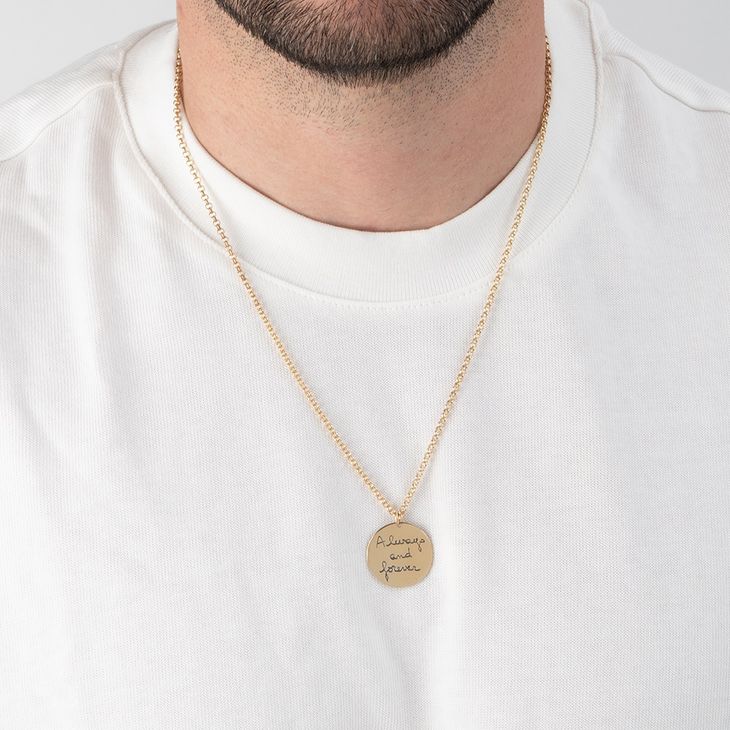 Men’s Custom Handwriting Disc Necklace model