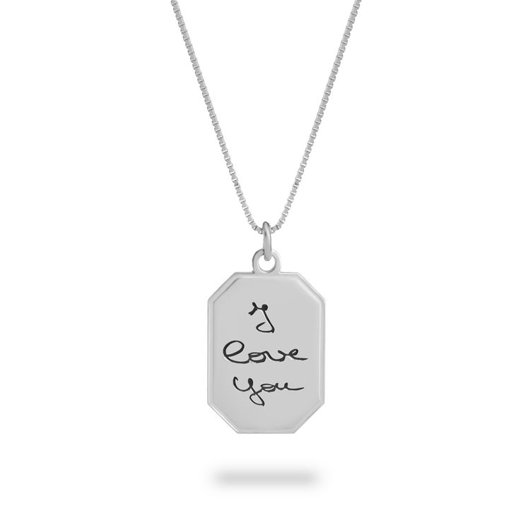 Custom Engraved Octagon Pendant with Handwriting