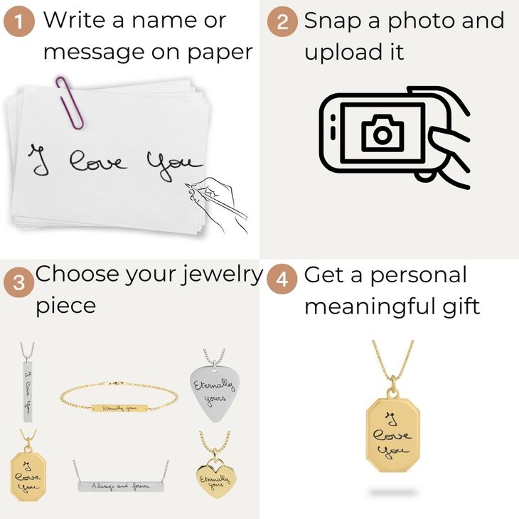 Custom Engraved Octagon Pendant with Handwriting information