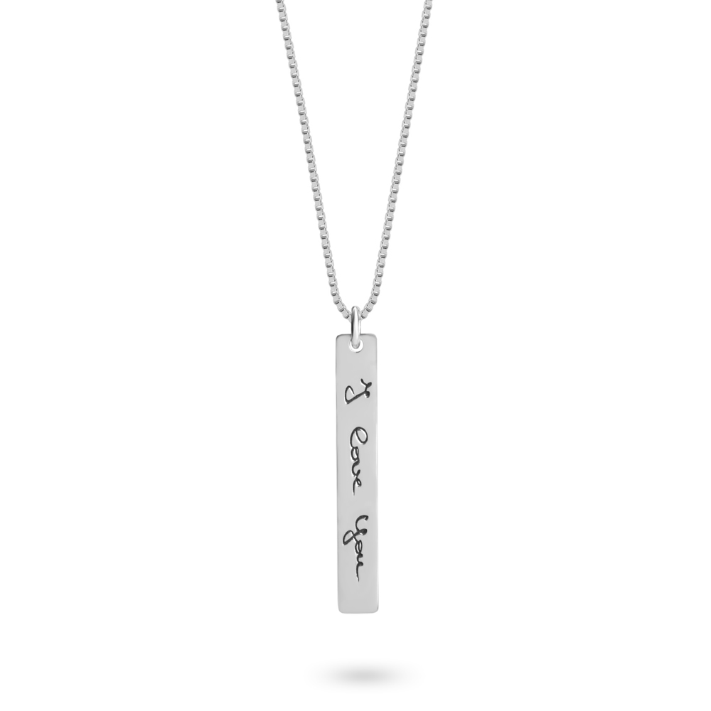 Vertical Bar Necklace with Custom Handwriting Engraving