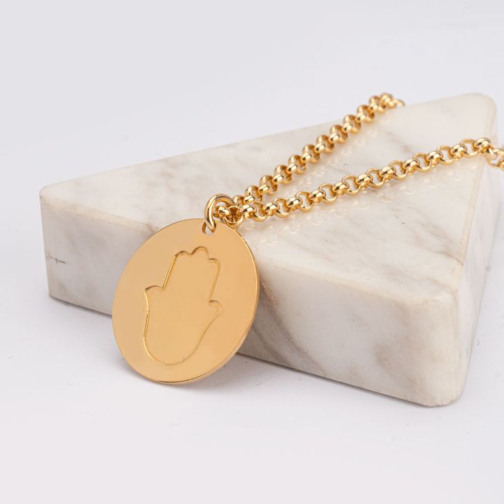 Men’s Personalized Hamsa Necklace with Hidden Message information