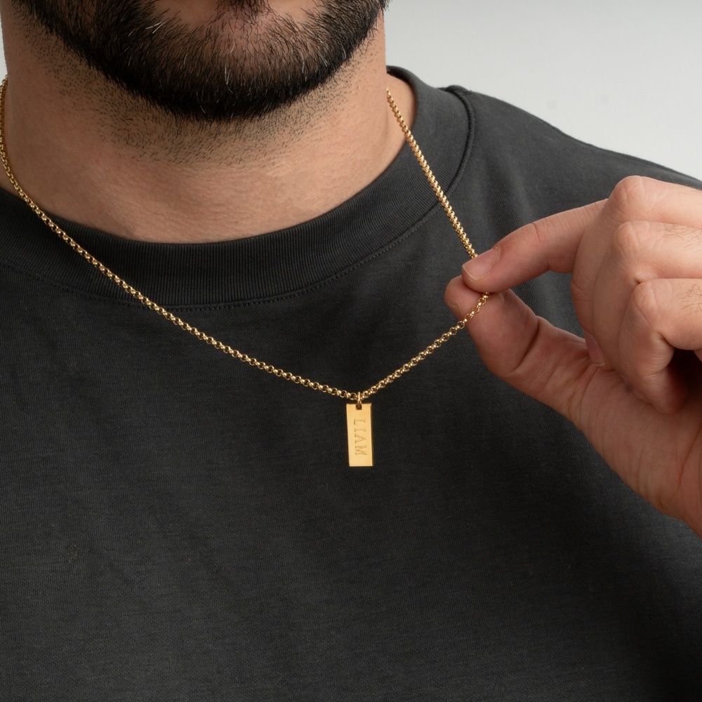 Men’s Personalized Engraved Bar Necklace