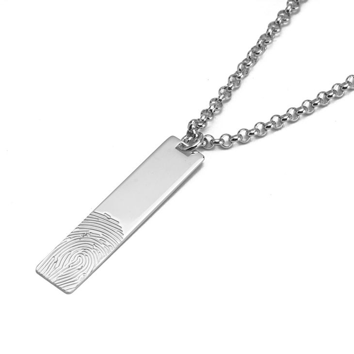 Men’s Custom Engraved Fingerprint Pendant - Picture 2
