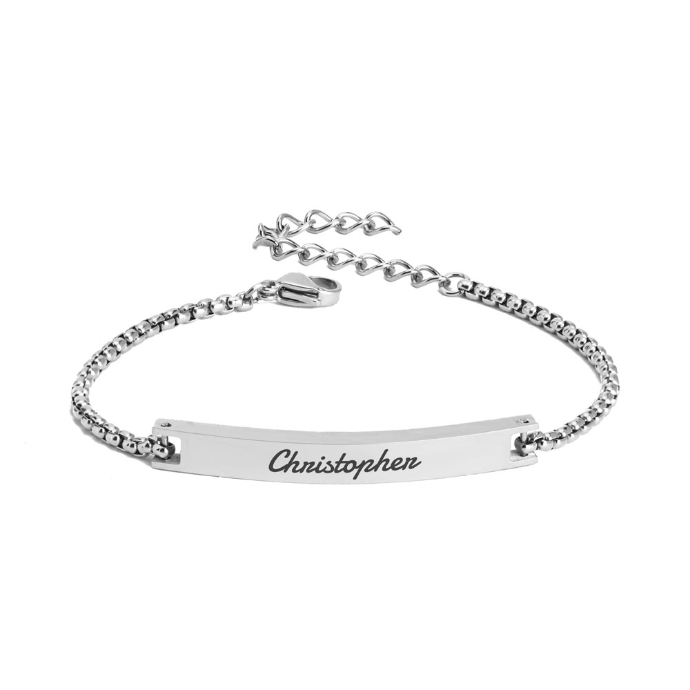 Custom Engraved Bar Bracelet for Him