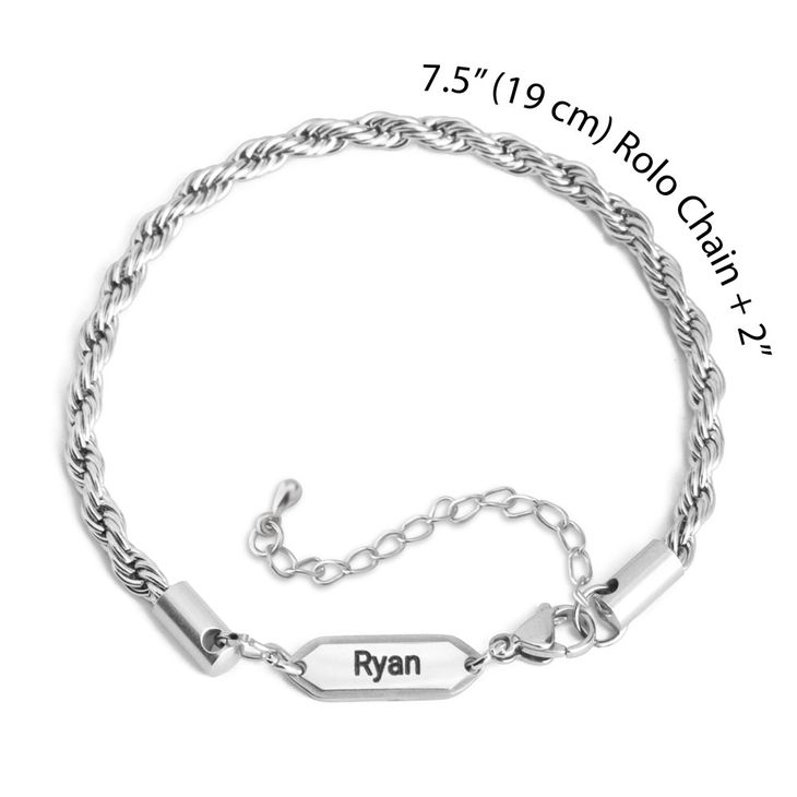 Engraved Rope Chain Bracelet for Him information