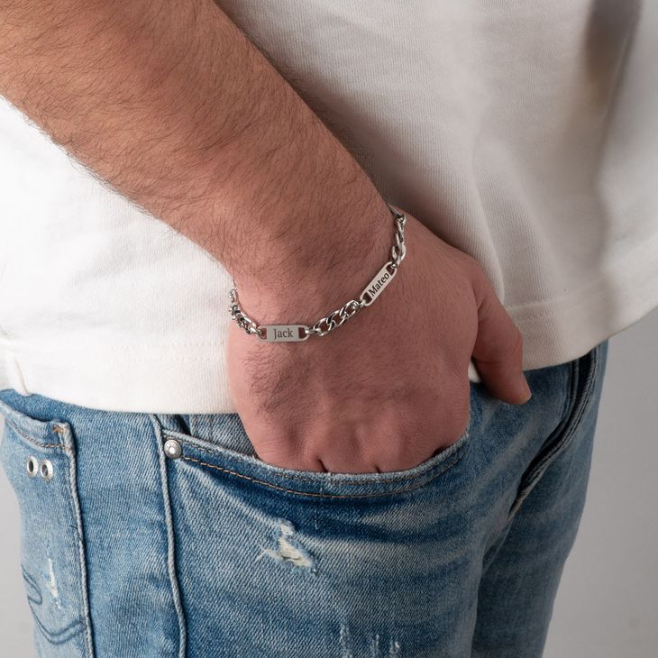 Men’s Personalized Bracelet with Multiple Name Plate model