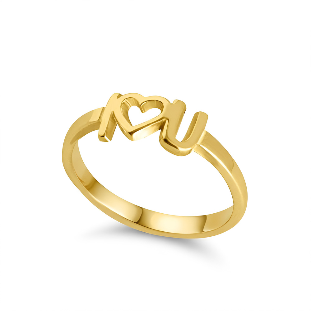 Double Initial Heart Ring – Personalized Minimalist Ring for Her