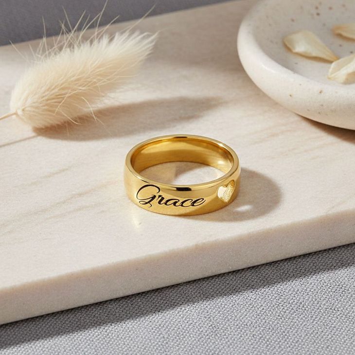 Personalized Engraved Ring with Cut Out Heart model