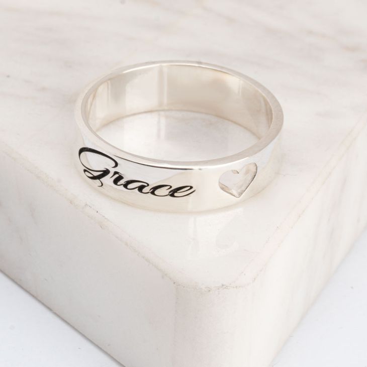 Personalized Engraved Ring with Cut Out Heart model