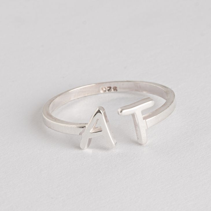 Dainty Double Initial Open Ring model