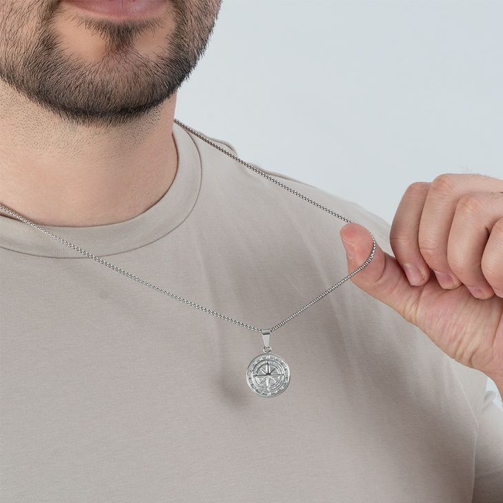 Hidden Message Compass Necklace model