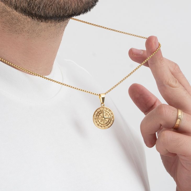 Hidden Message Compass Necklace model