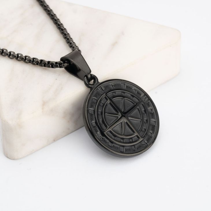 Custom Black Compass Necklace For Men information