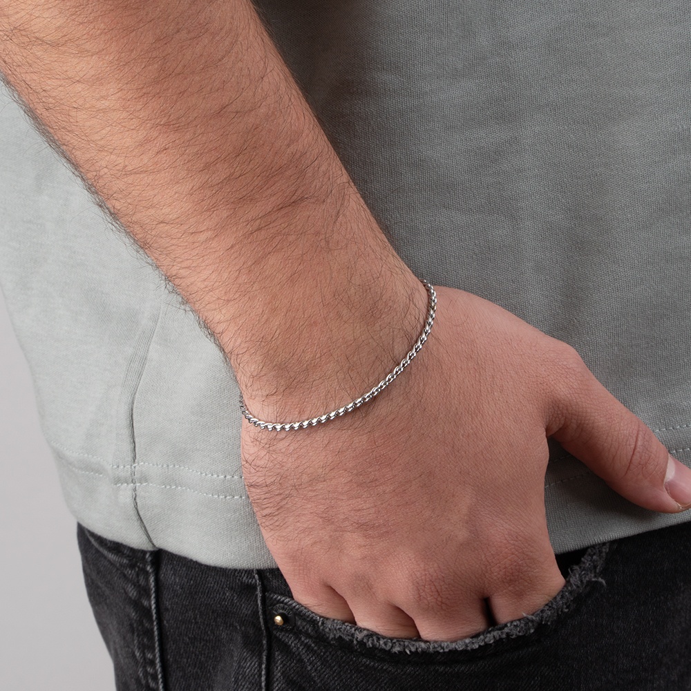 Delicate Twisted Chain Bracelet for Men on a model