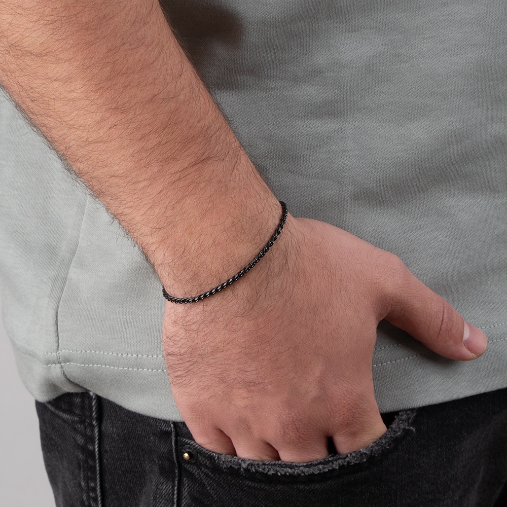 Delicate Twisted Chain Bracelet for Men on a model - 2
