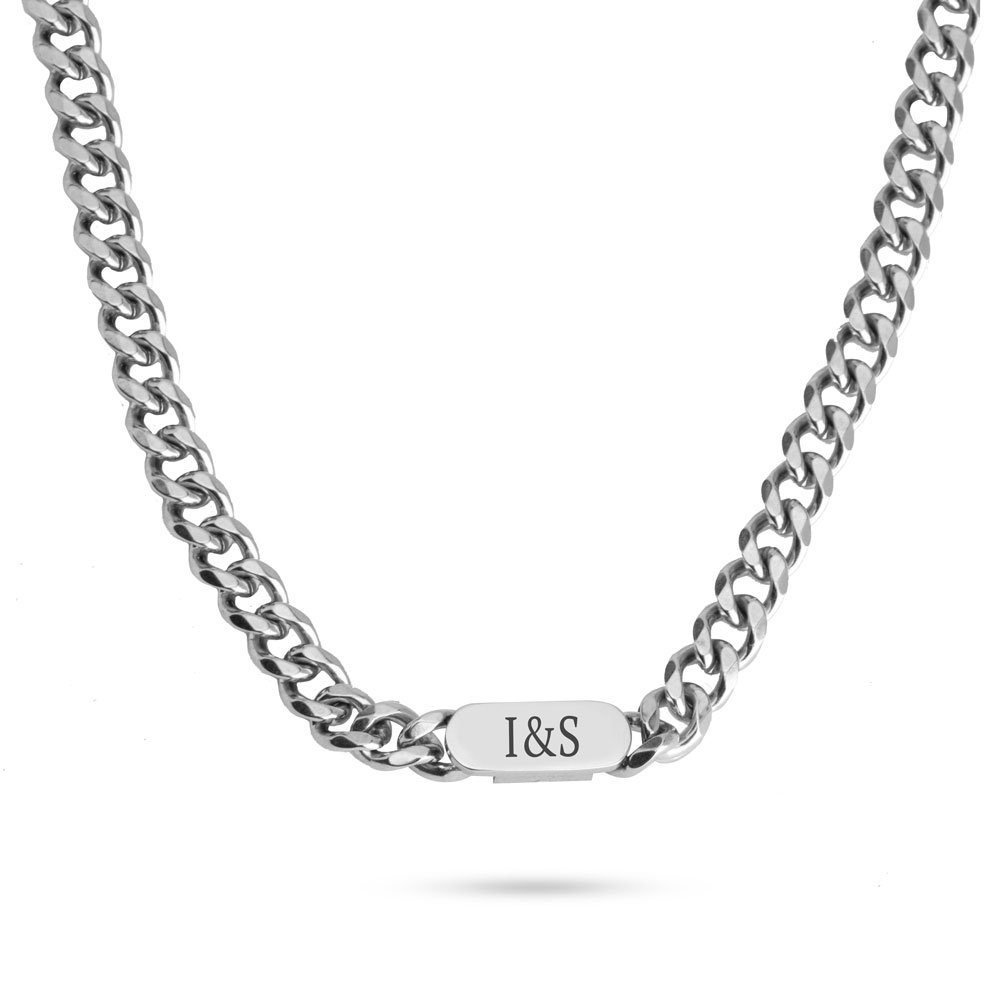Curb Chain Necklace with Custom Plate