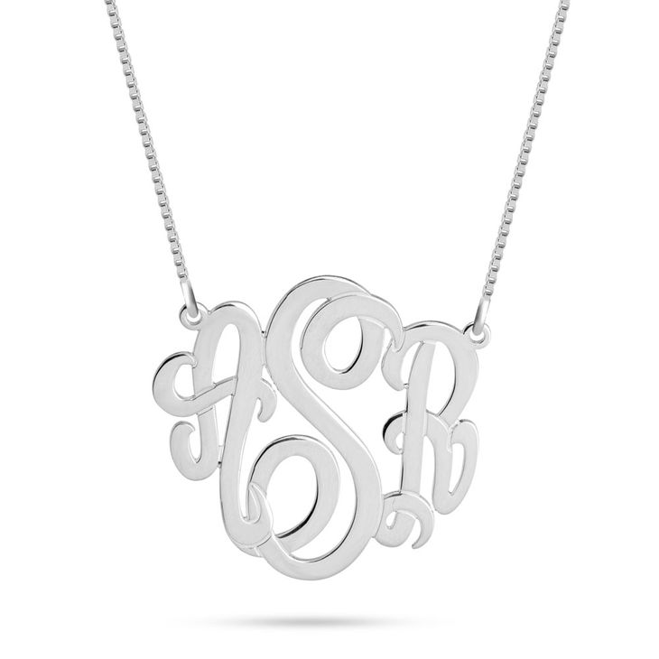 Personalized Curved Monogram Necklace with 3 Initials