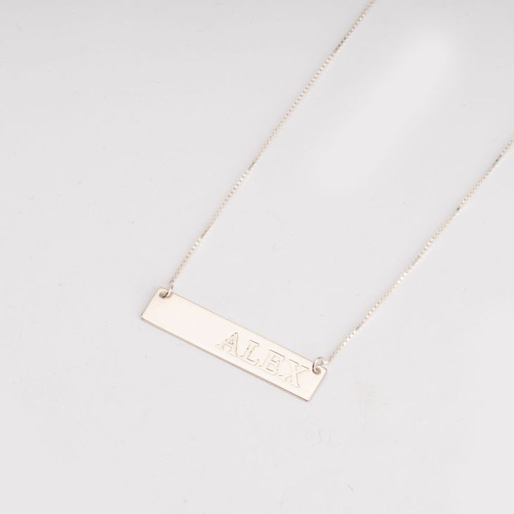 Engraved Bar Name Necklace for Her model