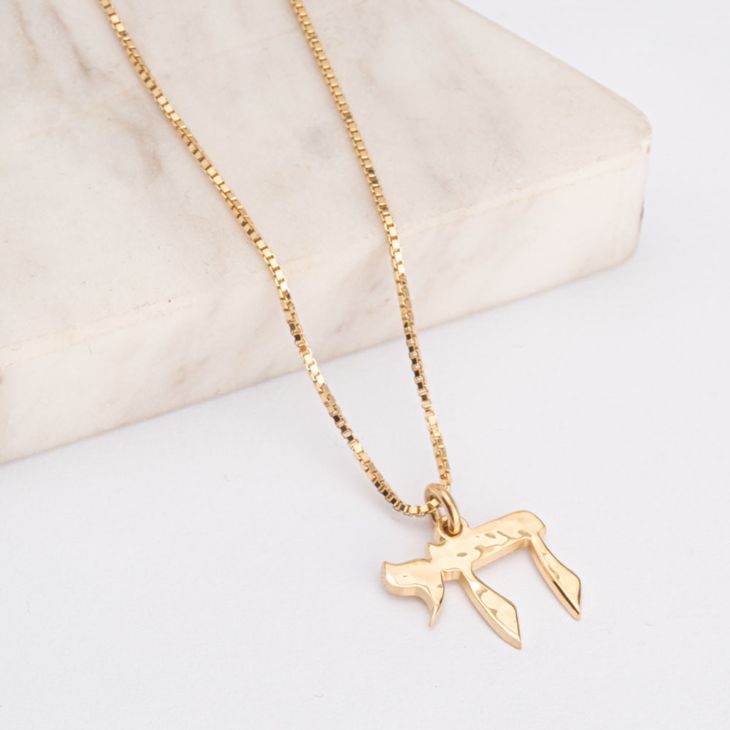 Dainty Hammered Chai Necklace information