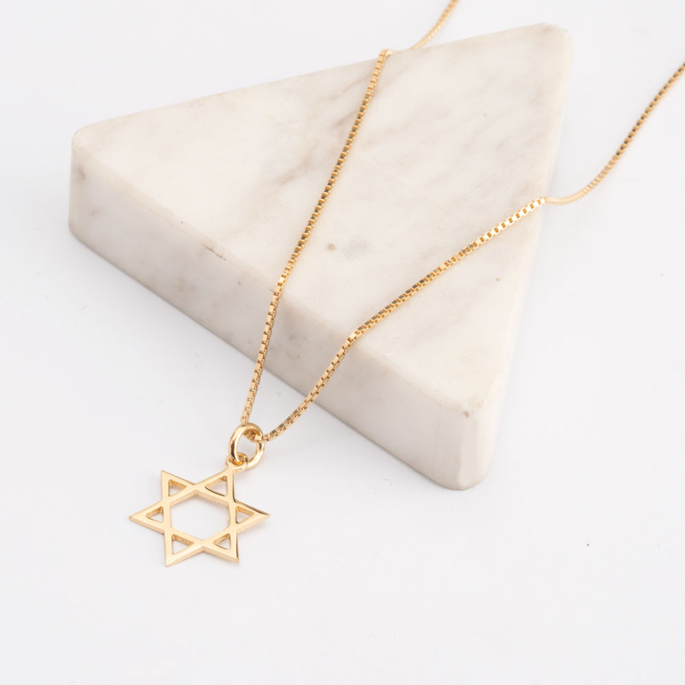 Classic Star of David Necklace on a model