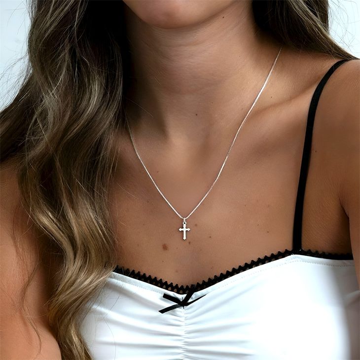 Dainty Cross Necklace in Sterling Silver 925 model