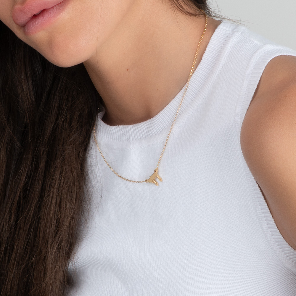 Thick Chai Necklace With Rolo Chain on a model