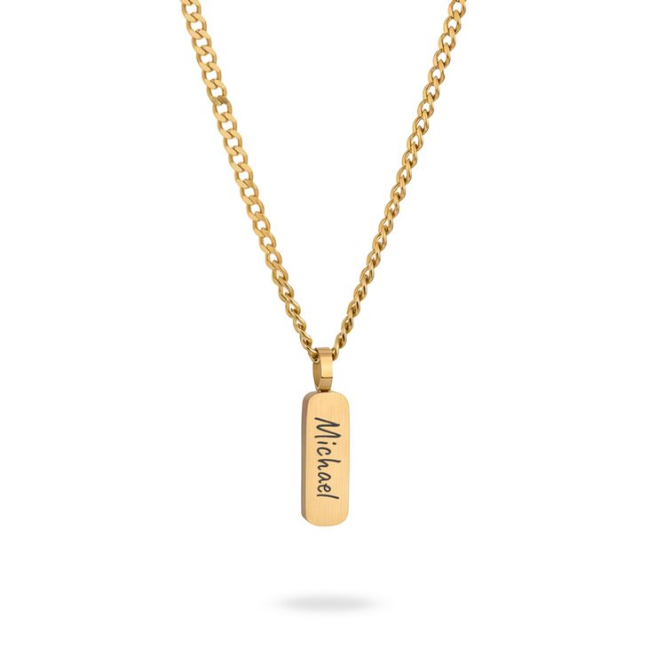 Men’s Thick Bar Necklace – Custom Engraved