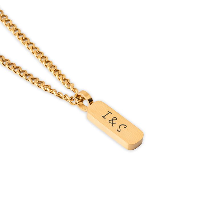 Men’s Thick Bar Necklace – Custom Engraved - Picture 2 - Gold