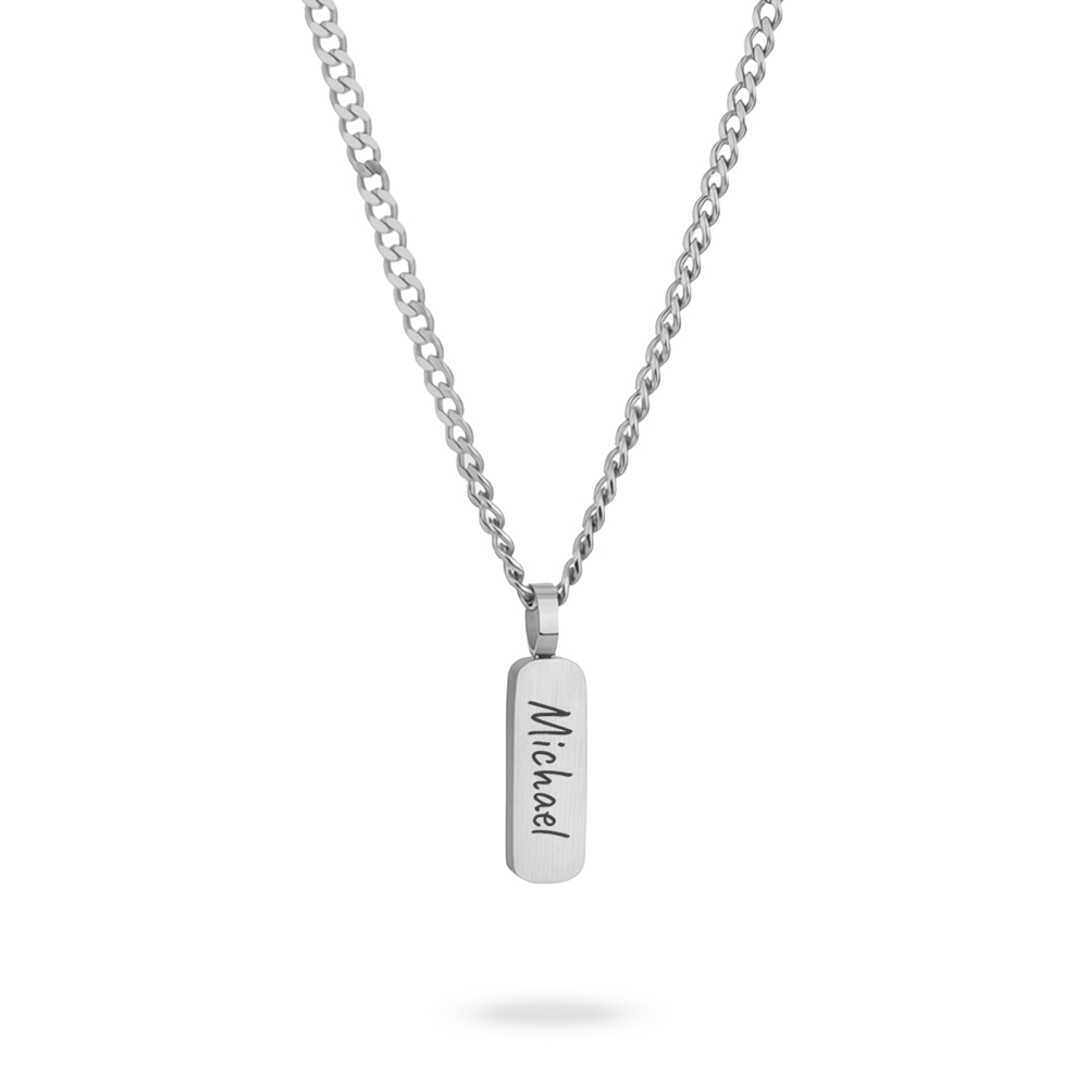 Men’s Thick Bar Necklace – Custom Engraved