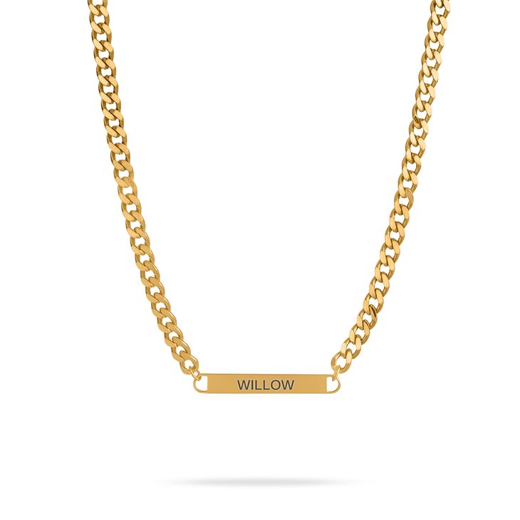 Personalized Engraved Cuban Chain Bar Necklace For Her - Picture 2