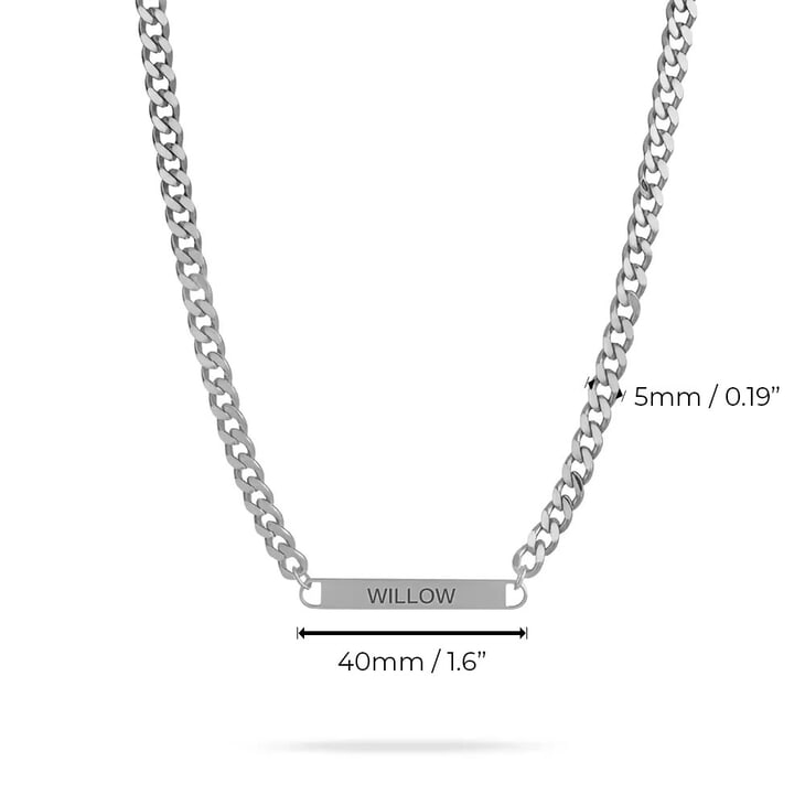 Personalized Engraved Cuban Chain Bar Necklace For Her information