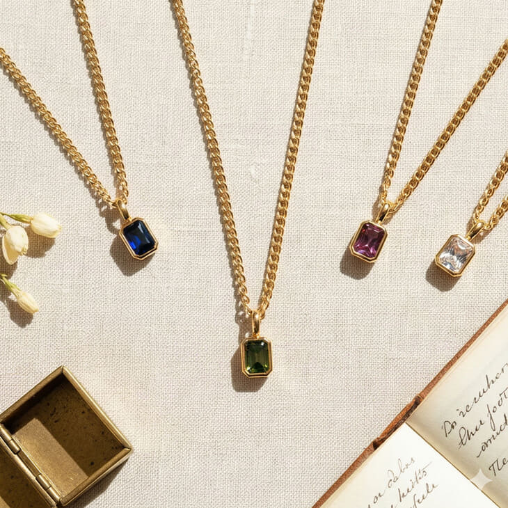 Custom Birthstone Tag Necklace - Picture 2