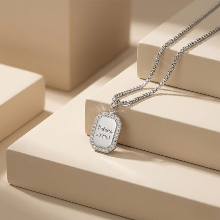 Custom Cubic Zirconia Halo Frame Pendant information
