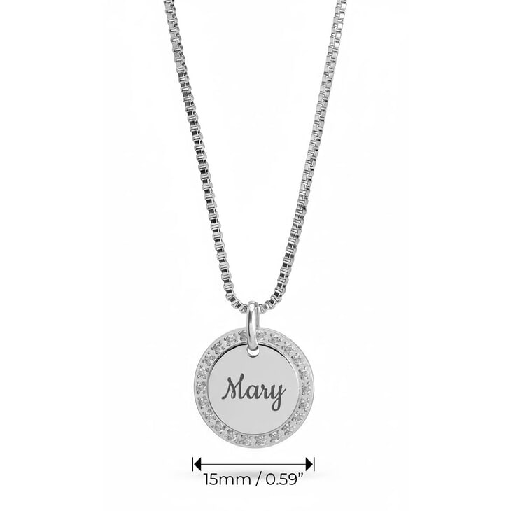 Halo Round Pendant with Snake Chain information