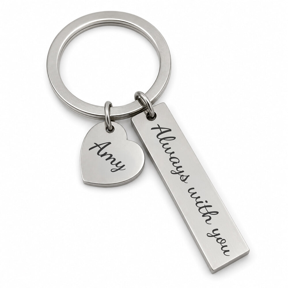 Personalized Heart & Bar Keychain