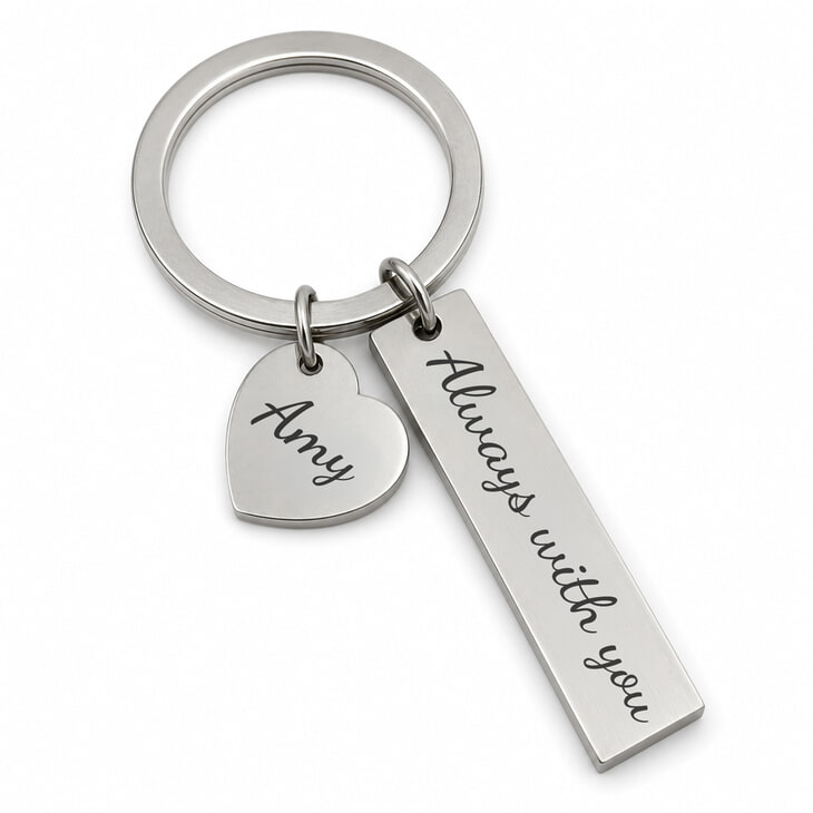 Personalized Heart & Bar Keychain