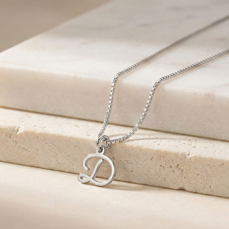 Delicate Cursive Initial Necklace - Picture 2