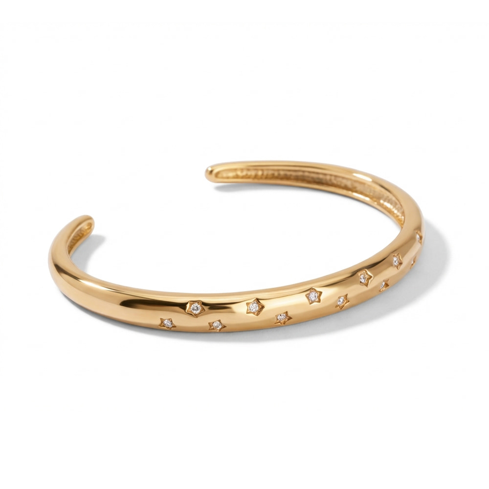 Celestial Star Cubic Zirconia Open Cuff Bracelet