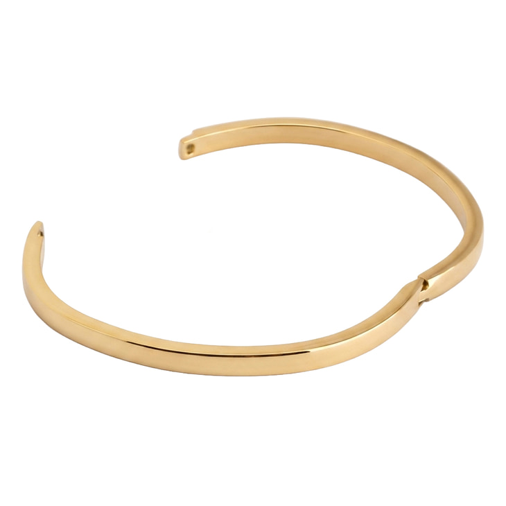 Minimalist Hinged Bangle Bracelet in lustrous gold finish accentuating its chic design