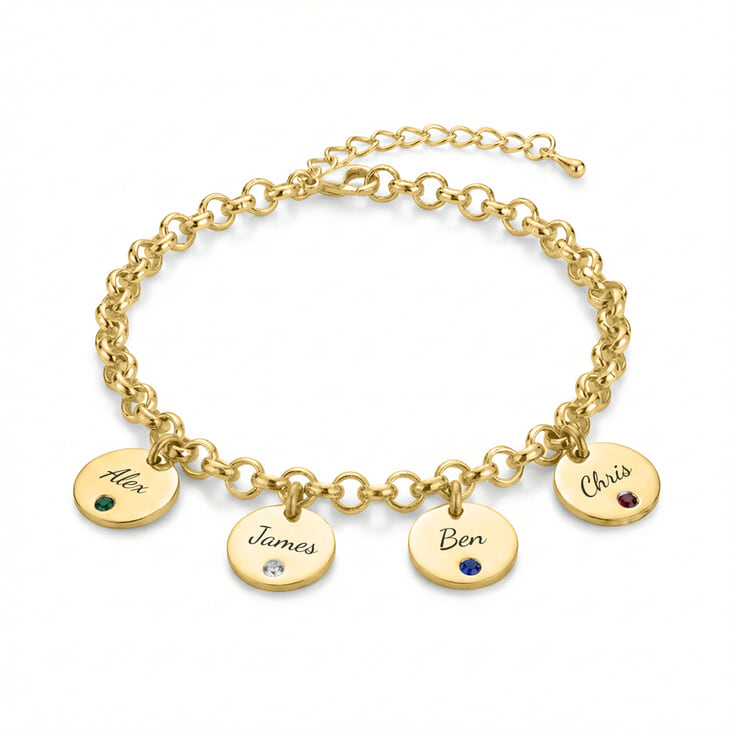 Custom Engraved Name & Birthstone Bracelet