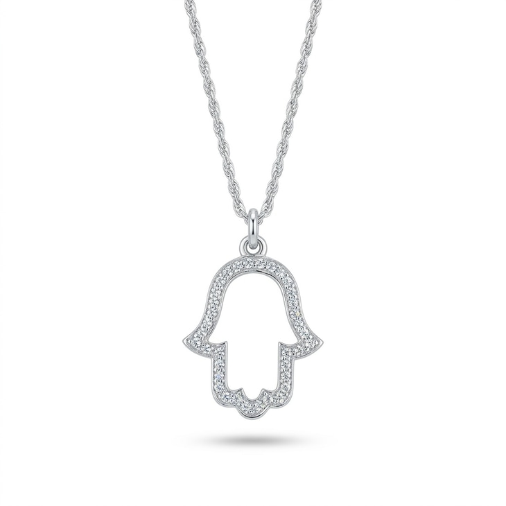 Hamsa Pendant with Zircons