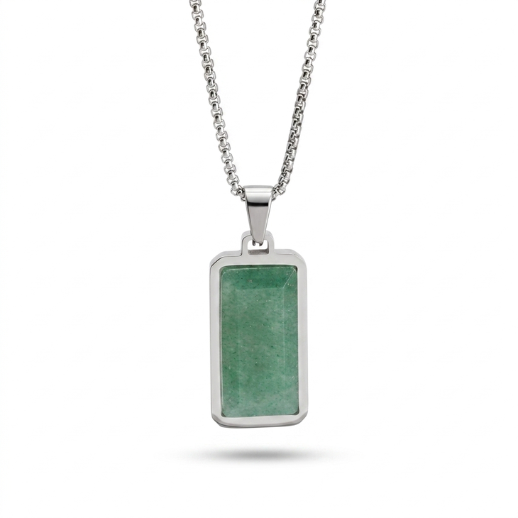 Men’s Green Aventurine Dog Tag Necklace