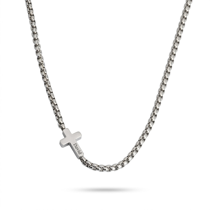 Personalized Men’s Sideways Cross Necklace