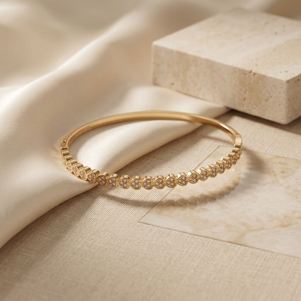 Sparkling Heart Bangle Bracelet